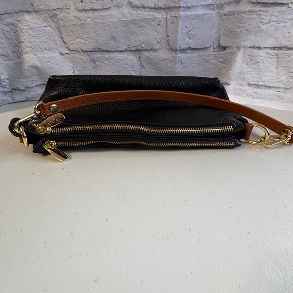 Valentina Supple Slouchy Leather Bag Black Brown Crossbody Made in Italy - Picture 5 of 16